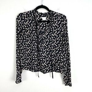 Urban Outfitters Cooperative Tie-Neck Floral Blouse.